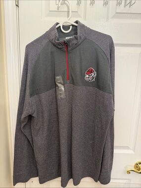 UGA Pro Edge Men's Dark Gray Quarter-Zip Pullover with Red Zip Accent